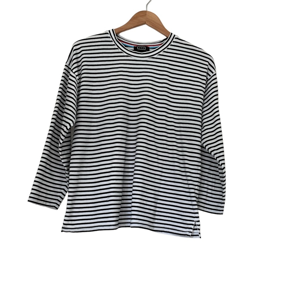 AYR Black and White Striped Long Sleeve Tee